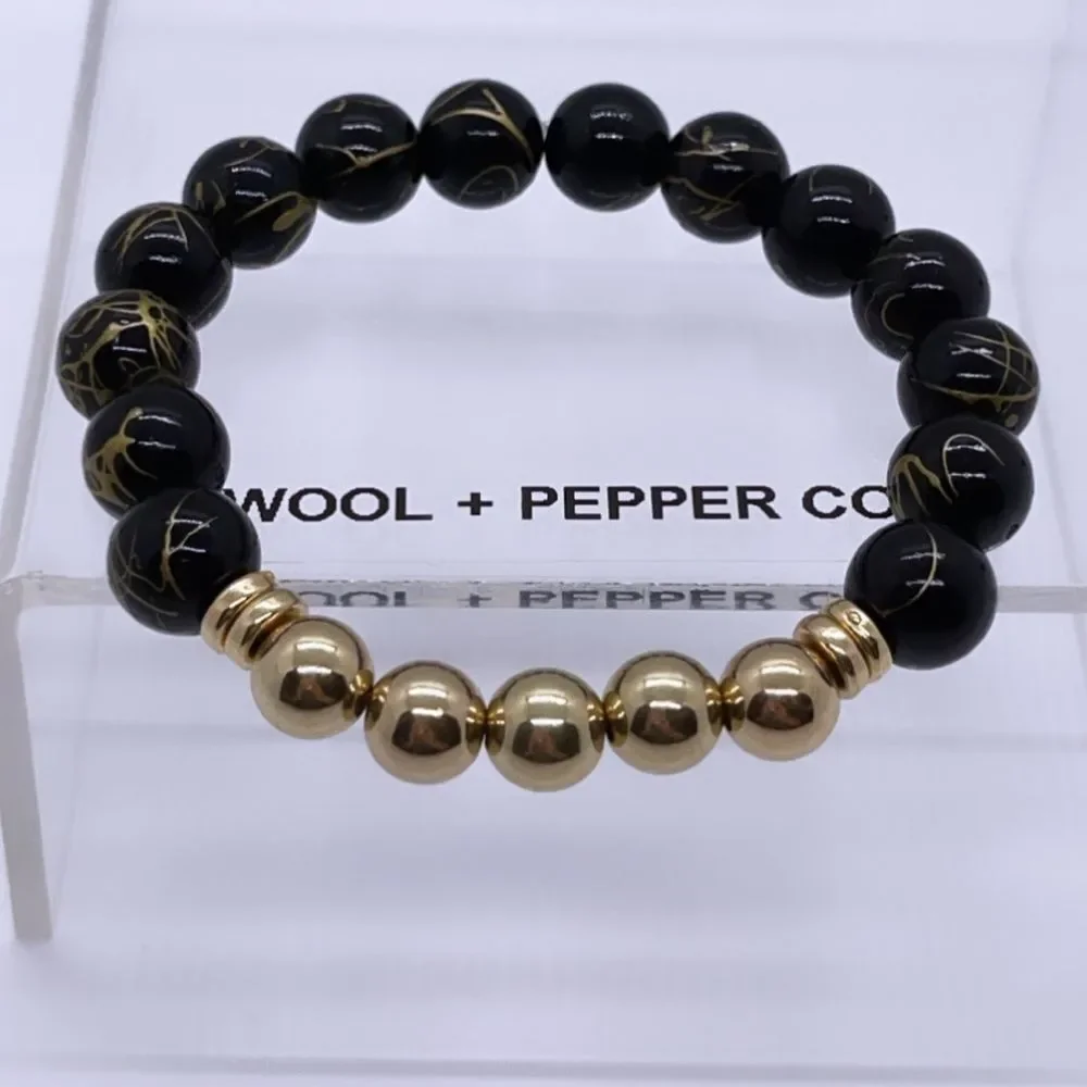 NWT Wool + Pepper Co. Mens B&G Beaded Bracelet